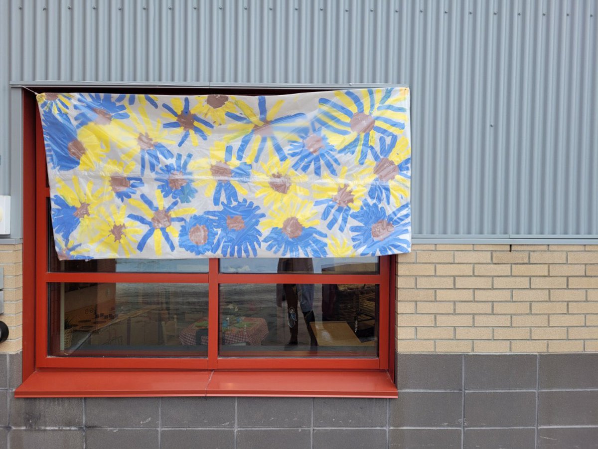 GoodShepherdECS's tweet photo. Students in Kindergarten and Grade 5 worked together to create posters to show their support for Ukraine.#ecsdfaithinspires https://t.co/iLRLiGKhTg