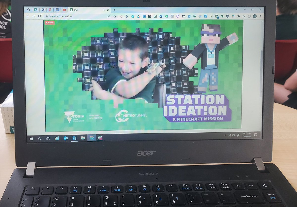 EtheridgeMaria's tweet photo. The students at #LEPS are mega excited about the #StationIdeation @PlayCraftLearn challenge. They loved the background music during the #MetroTunnel exploration and full of #LEPSpride to represent during the live stream #VICedu #freddie #minecraft @laurenarkley @BronSt https://t.co/JNU7AUuB00