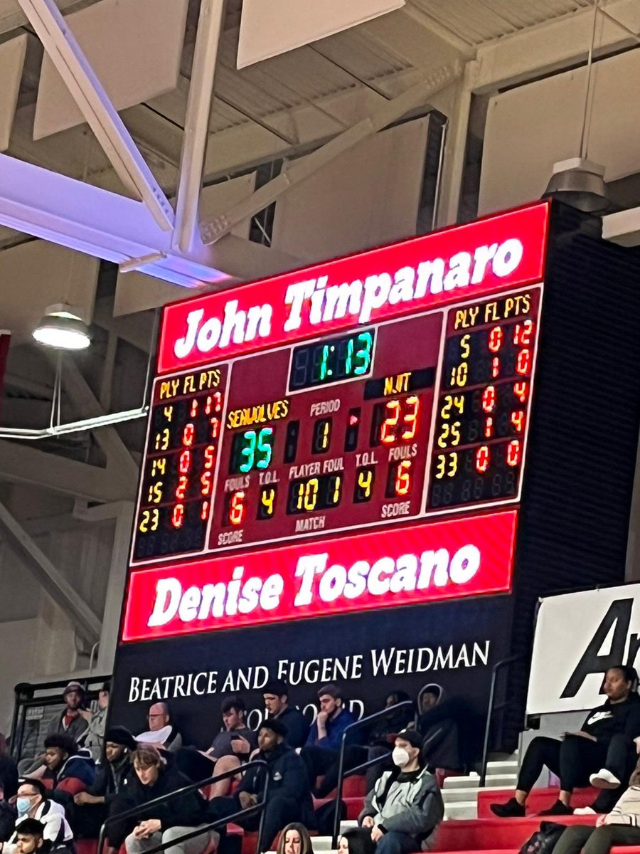 PatrickAToscano's tweet image. Court-side for the last game of the @StonyBrookMBB season! Special Toscano family season ticket mention on the scoreboard to boot. Excited to see these guys return next year in the CAA! @CAASports