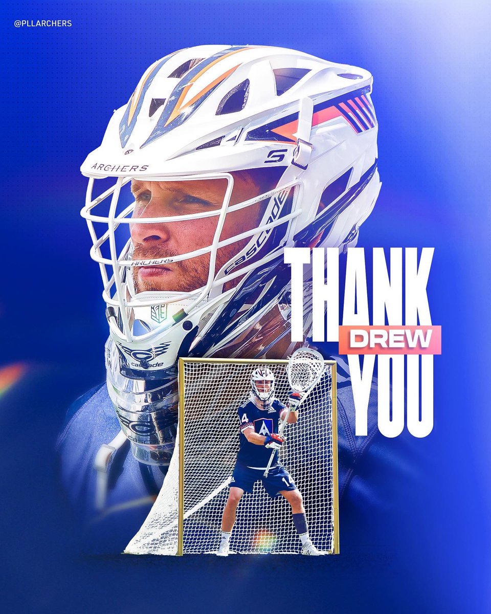 PLLArchers's tweet photo. .@drewadams514 retires as a 4x All-Pro, a 2015 MLL Champion, a Silver Medalist in the 2014 World Games and as the All-Time Saves Leader in Pro Lacrosse History (1,966).
Thank you, Drew 🏹 https://t.co/ve9NV7Bkan