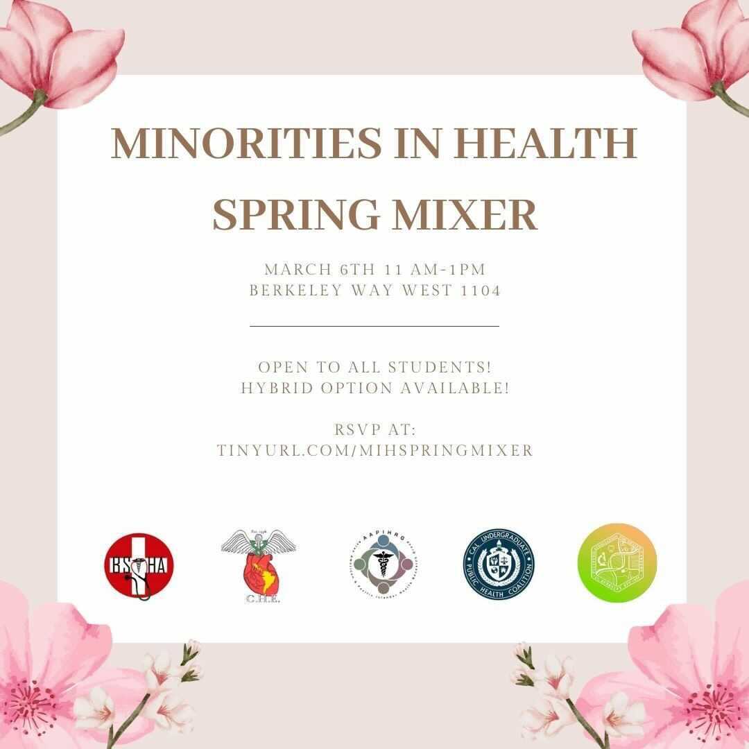 ucberkeleyche's tweet photo. Come join the Minorities in Health Coalition for a mixer this weekend! It'll be a chance to learn from great speakers and other students on their health/medicine journey, have some yummy food, and meet great people <3 https://t.co/zwDYwEm7SR