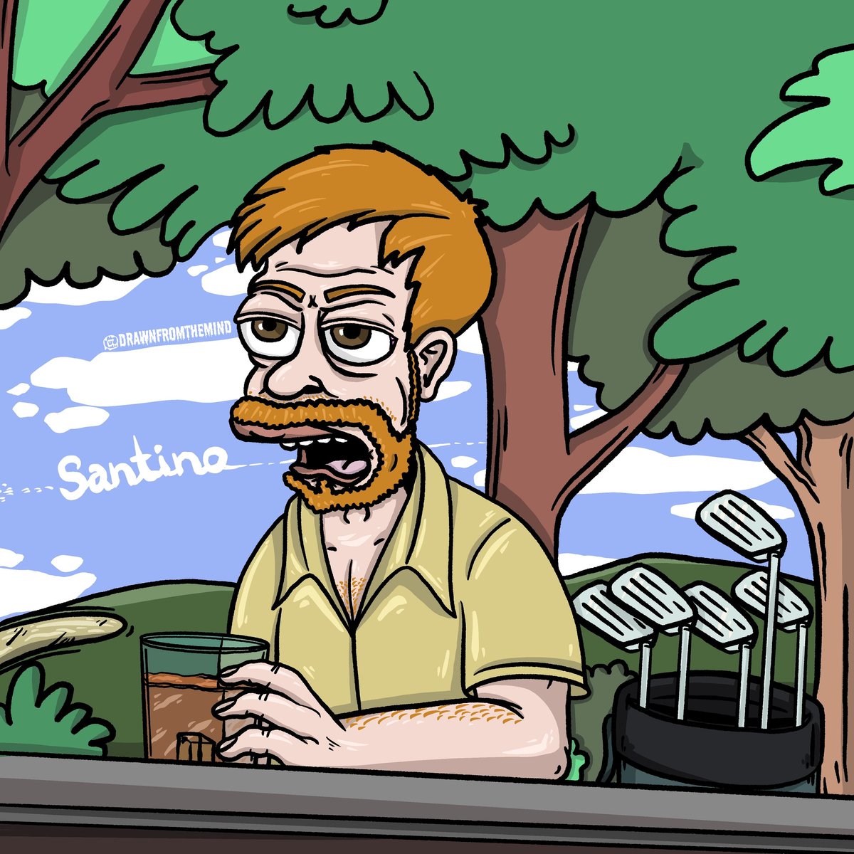 DFTMNCB's tweet photo. *whiskey ginger*
Did a few #dftmncbcartooncomedians a while back and I thought I'd revisit and redo a few.
Starting with @CheetoSantino 🥃
#dftmncb #drawnfromthemind #comedians #andrewsantino #whiskeygingerpodcast #badfriendspod #futurama #comedy #ccc #comedycontentcollective https://t.co/0vnpRsKmdp