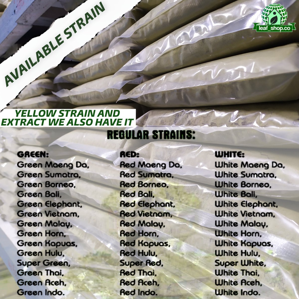 leaf_shop001's tweet photo. strain list
#kratom https://t.co/m2uVYTQdQm