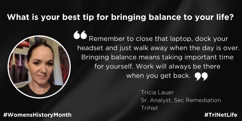 TriNet's tweet photo. It’s officially #WomensHistoryMonth! All month long we’ll be sharing tips from the wonderful women of TriNet on bringing balance to your own life! 💙🧡
#WomensHistoryMonth2022 #IncredibleStartsHere #YourPeopleMatter #DiversityandIncusion #worklifebalance #TriNetLife #TriNetDEI https://t.co/NWC67j62S7
