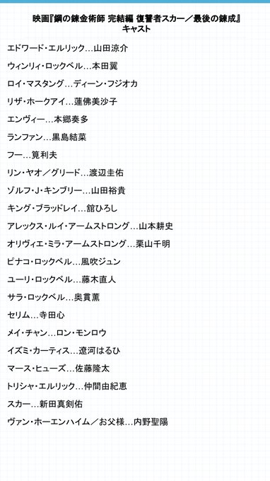 鋼の錬金術師 実写化映画2 キャスト相関図一覧 違う 理想比較 Anser