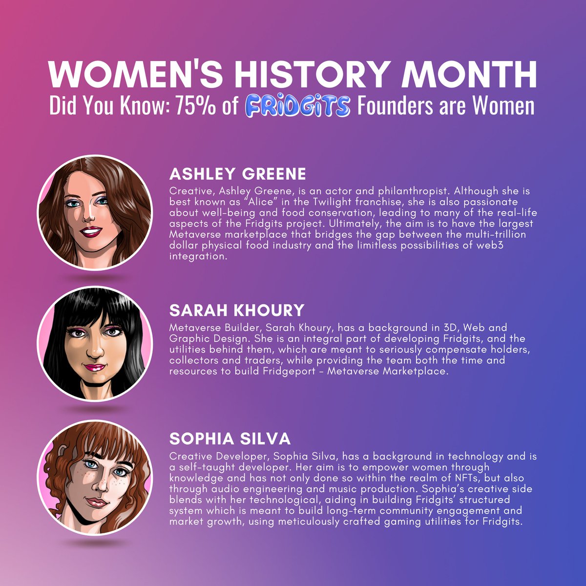 DID YOU KNOW: 75% of <a href="/FridgitsNFT/">Fridgits - MINTING NOW</a> Founders are #Women?

Today and every day we celebrate women in all spaces with a special shout out today to those in Art, STEM, and Entrepreneurship. TY to those who paved the way!

#WomensHistoryMonth #art #nft #stem #media <a href="/GeenaDavisOrg/">Geena Davis Institute</a>