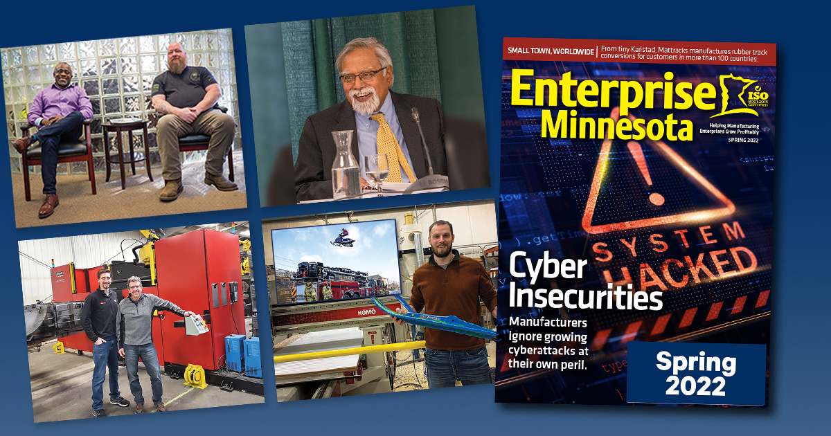 The latest issue of Enterprise Minnesota Magazine is out now. Telling the remarkable stories of Minnesota's #manufacturing economy. Spring 2022. Check it out: 
enterpriseminnesota.org/magazine/sprin…