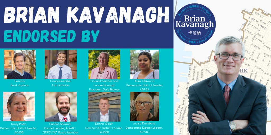 BrianKavanaghNY's tweet photo. Today I'm proud to announce the endorsement of 21 elected officials, tenant leaders, unions, Democratic clubs, &amp; community activists. This group represents a diverse coalition of progressive voices. Visit my website to see more. https://t.co/4dS2MP7MGH https://t.co/qGgBCiaiuC