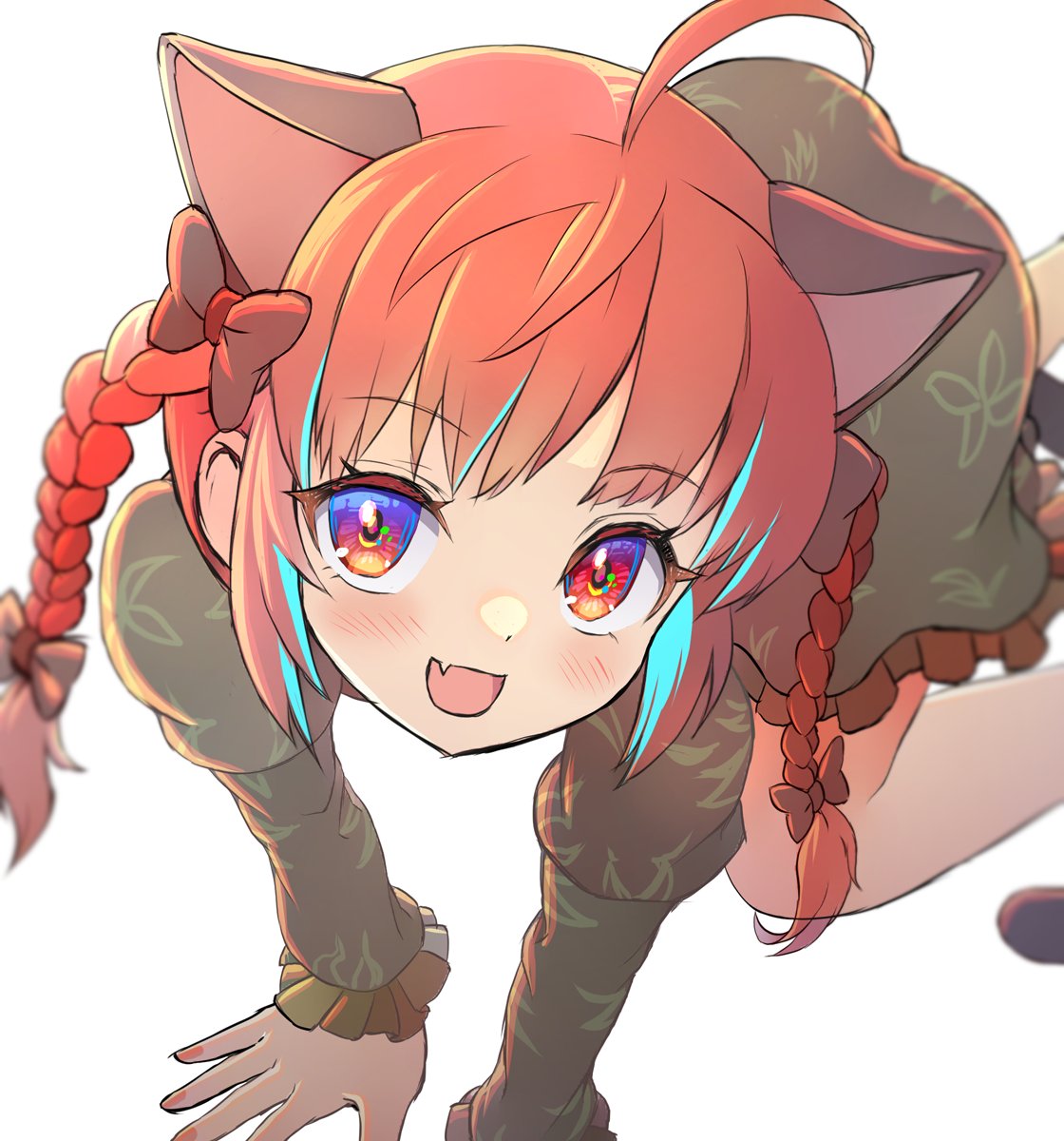 kaenbyou rin 1girl animal ears braid solo cat ears twin braids red hair  illustration images