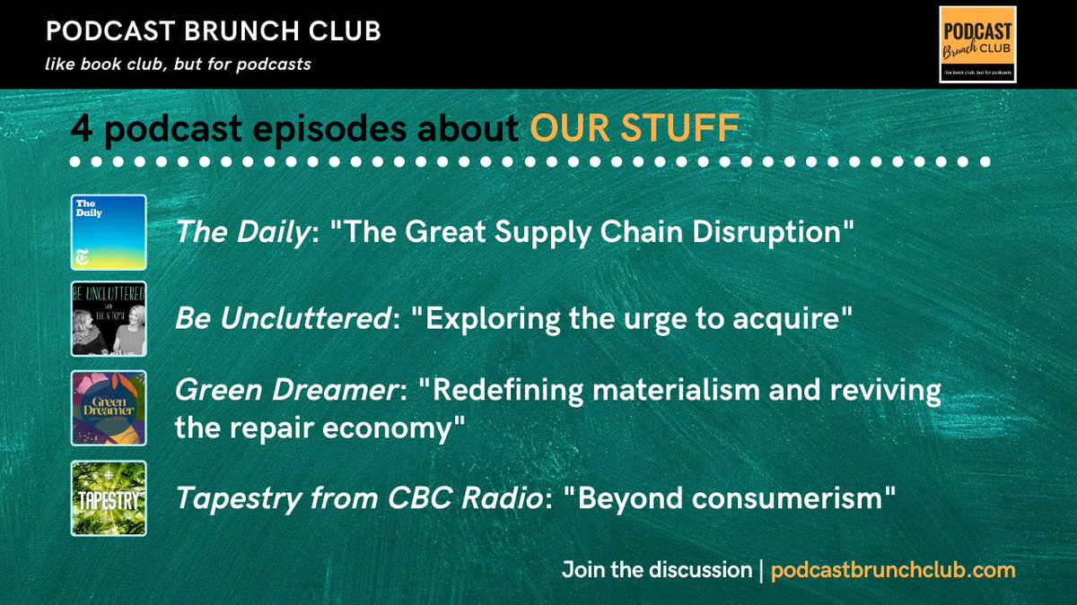 What's behind our inexplicable urge to acquire more things?
1 of the 4 #podcast episodes we'll discuss at the next PBC meeting is “Exploring the urge to acquire” from <a href="/BeUncluttered/">Be Uncluttered Podcast</a>. Join us for conversations happening worldwide! #podcastrecommendations
podcastbrunchclub.com/stuff/