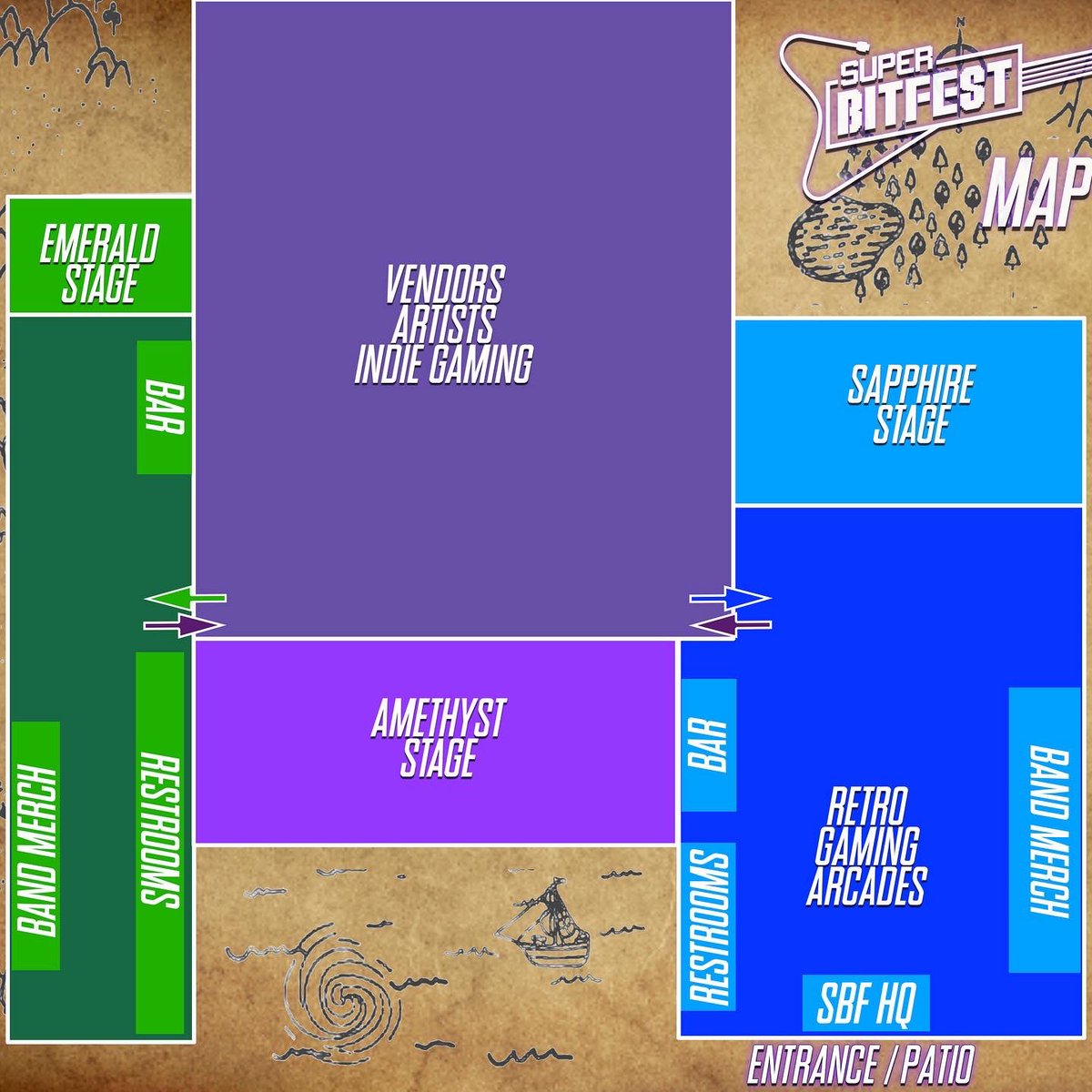 superbitfest's tweet photo. 📝 Schedule / Map 🗺 Make sure you save these two images to your phone! We have set up the schedule so that you don’t have to choose between artists to watch. Just simply float between the stages.#sbf2022 #superbitfest #smashbros #gaming #vgm #nerdcore https://t.co/TRDHIO1q3d