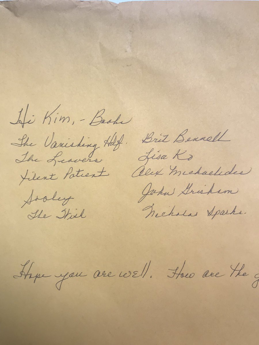 Syrakritter's tweet image. Tax season is tough. But this lovely client made my day when she gave me a list of books to read on the outside of her tax packet. This connection is why I don't hate my job. #TaxTwitter