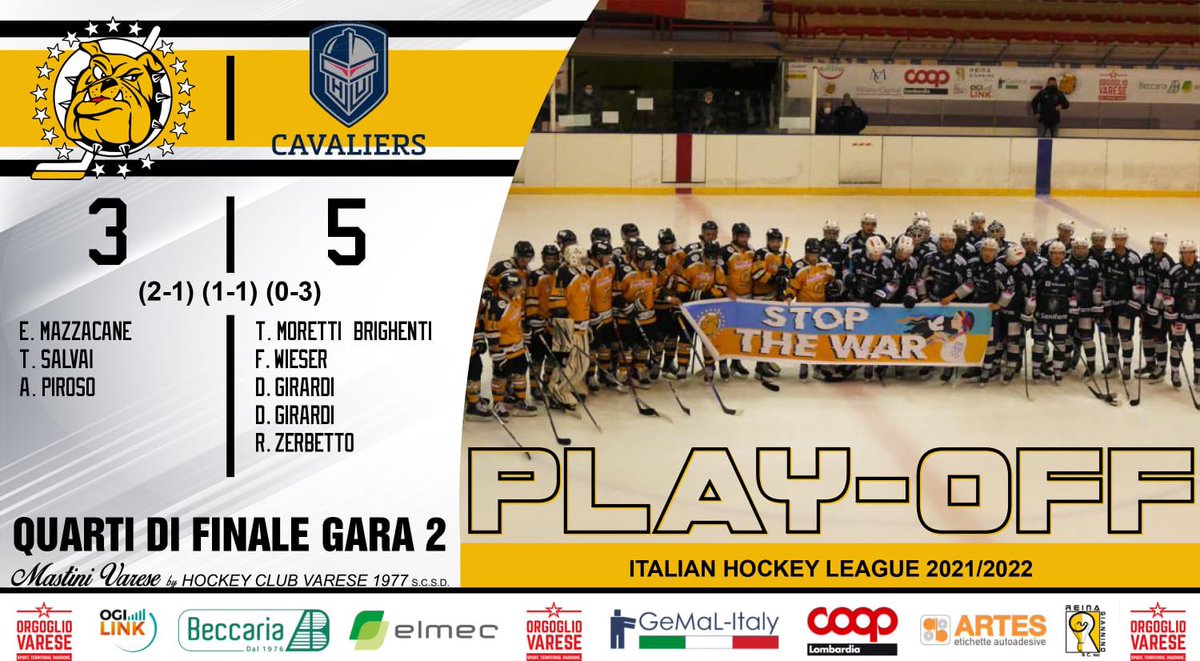 Mastini vicinissimi alla vittoria, ma il risultato finale è di 3-5 contro l’Unterland!🏒

Forza mastini non molliamo! Ci siamo quasi!🟡⚫️💪🏻

#mastini #varese #hockey