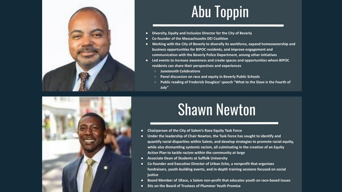Honored to nominate #BeverlyMA DEI Dir <a href="/abu_toppin/">Abu Toppin</a> w/ Rep <a href="/JerryParisella/">Jerry Parisella</a> &amp; <a href="/SANewton2/">Shawn A. Newton</a> of #SalemMA for <a href="/MABLLC/">Black & Latino Caucus</a>’s Black Excellence on the Hill Day! TY for your leadership &amp; trailblazing work making Beverly &amp; Salem more inclusive &amp; equitable communities! #NorthShoreMA #MAPoli