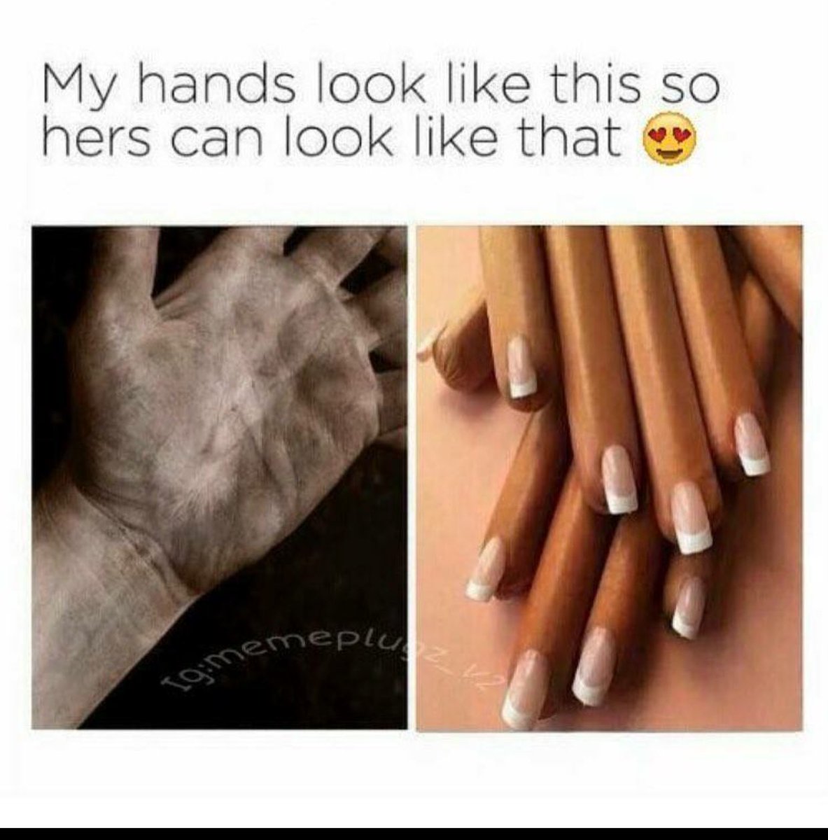 These are my hands. My hands look like this so her hands can look like that. Мем you look like this.