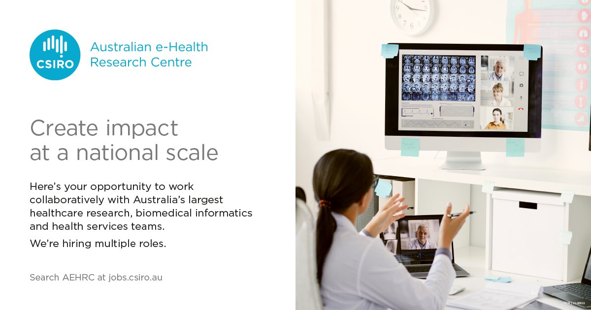 Our digital health team is searching for talented researchers and engineers to fill multiple roles! These positions will deliver innovative research science to tackle global healthcare challenges. More: aehrc.csiro.au/join-our-digit…