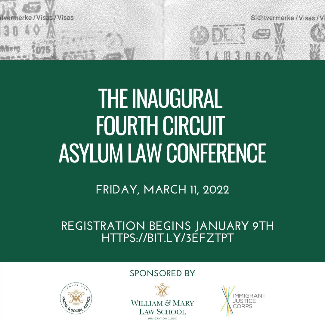 As #asylum law changes, having quality #probono counsel is more important than ever. Learn more about changes to asylum law &amp; policy at the Inaugural Fourth Circuit Asylum Law Conference on 3/11. Click the link in our bio to learn more. #WMAsylumConference