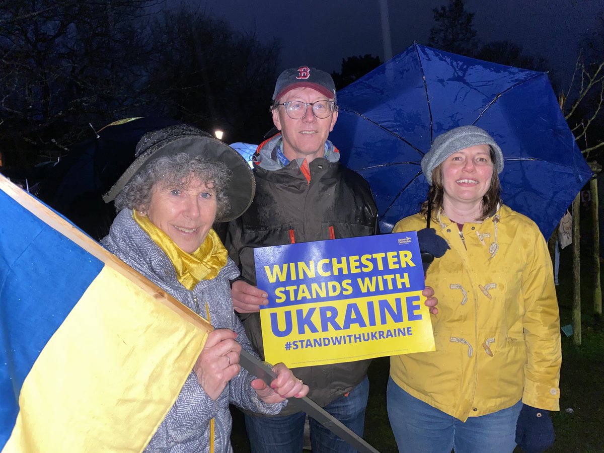 jackielibdem's tweet photo. So many people at the vigil as we #standwithUkraine in rainy Abbey Gardens this evening. Thanks to #SWVG and #CityofSanctuary for hosting this event - it was moving that so many wanted to join in supporting our fellow men,  women and children in Ukraine. https://t.co/b9RrxypsTt