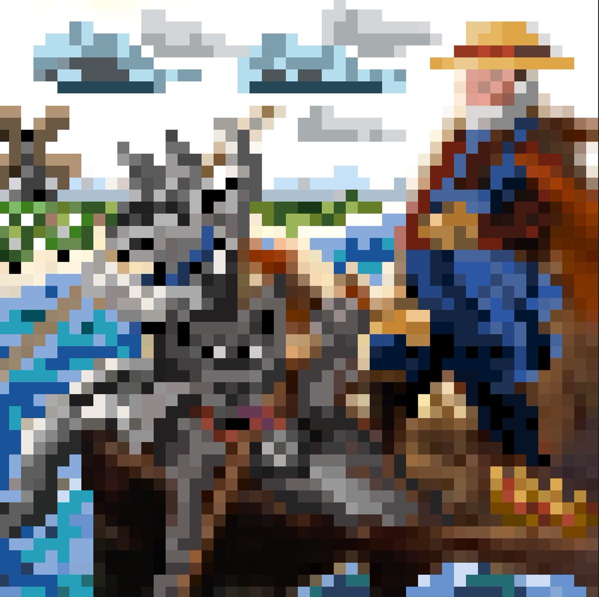 Plutoshi_gm's tweet photo. “Shepherd’s Migration thru The Ether”

My pixelillism impressionistic rendition dedicated to our brave leader in @wolfdotgame 

WE2 submission for #Pack10930 https://t.co/j4w27hT3hg
