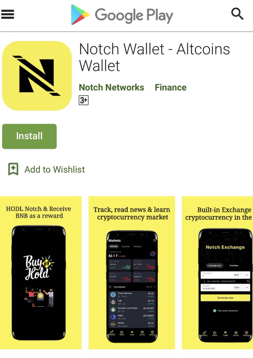 NotchToken's tweet image. Great news - The official Notch Wallet app is live on the Google Play store! We are coming soon to other app platforms, but we couldn't be more excited for this! #notchtoken #notchwallet #notchexchange #playstore #Cryptowallet #BSCGem #Binance #100xgem cryptobio.link/NotchWallet