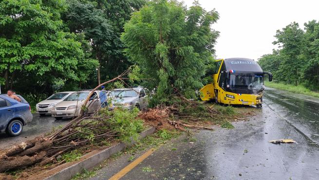ecuavisa's tweet photo. ÚLTIMA HORA: Registran accidente de tránsito en vía a la costa en el sentido Cerecita-Guayaquil. La CTE habilita un contraflujo en la zona. https://t.co/rK2GoPqSm9 https://t.co/1sIXwAvmjc