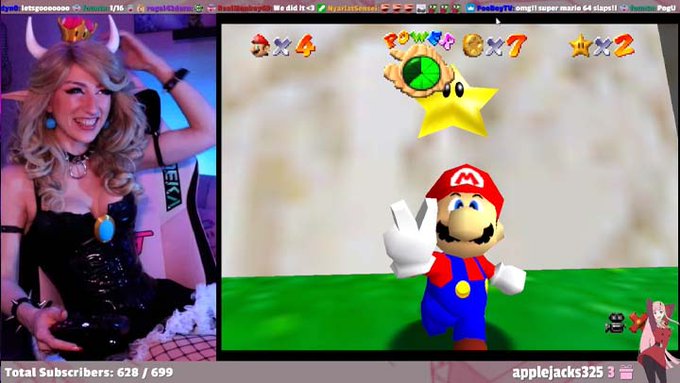 Bowsette plays SM64 every Sunday! Last week was her FIRST TIME playing, will she be better this week<a href="/tag/cosplay"class="tags"><span>#cosplay</span></a>