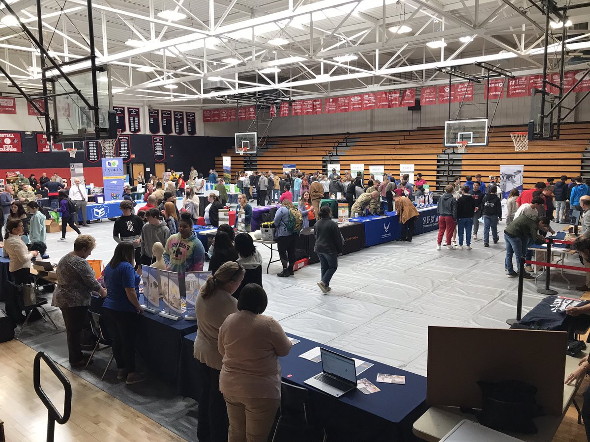 jennyalynkey's tweet photo. @ForbushHS had a GREAT College and Career Fair today! It was icing on the cake to see my @ks_norman representing @SurryKnights! Thank you to all the hard work it took to make this event successful. What a great experience for our students! @2FHScounselors @LindseyBKennedy @YCCTE https://t.co/Ki61Bo7TQd