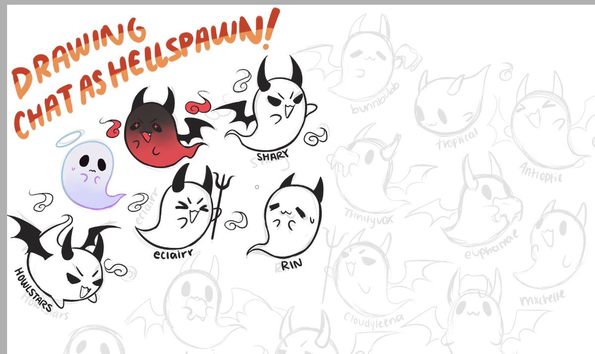 Gonna continue drawing chat as hellspawn today :D! Form is still up in my chat and discord if anyone's interested!! https://t.co/LwRI1jM73V stream starting soon! 