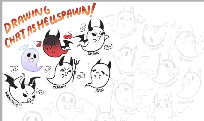 Gonna continue drawing chat as hellspawn today :D! Form is still up in my chat and discord if anyone's interested!!  stream starting soon! 