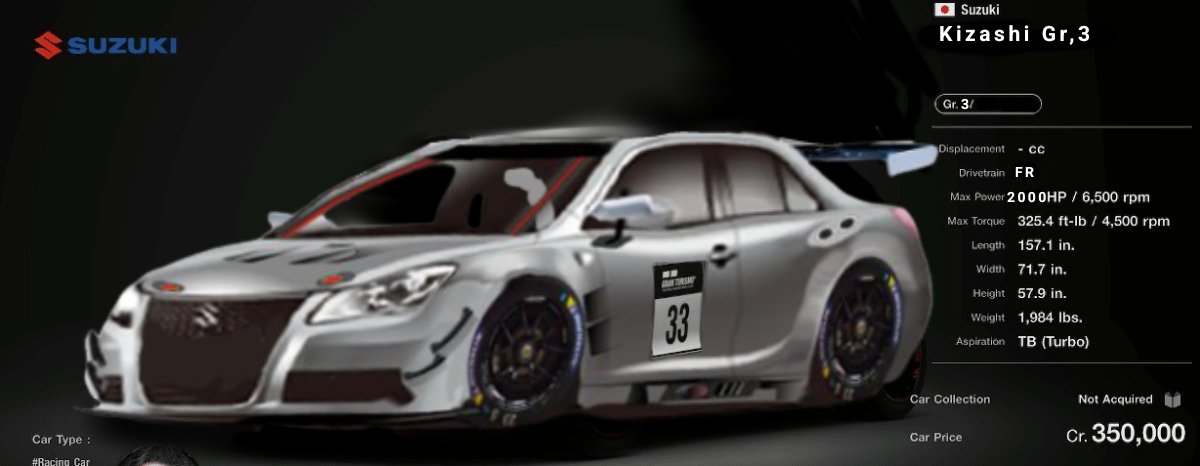 BSGT7official's tweet photo. 【速報】
スズキ キザシ Gr3登場
#BSGTS https://t.co/4lQDvb1RtU