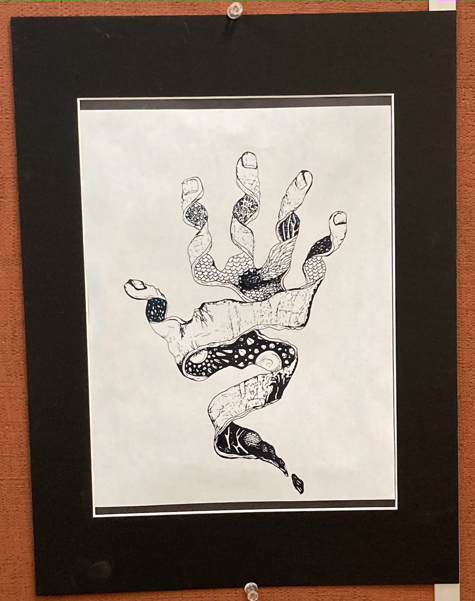 Congratulations to Sophia D. for her ink drawing 'Distorted Hand' for being sold at Becton's student exhibit at the Bellibone Salon in Maywood! #BectonsBest #soproud