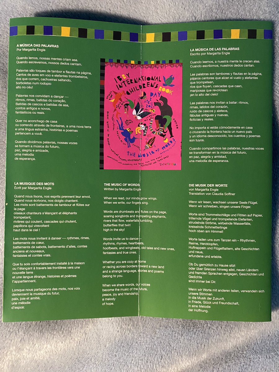 margaritapoet's tweet photo. I'm honored to have written the poem for The Music of Words poster and brochure. It's a thrill to see it translated into many languages. Thank you, USBBY! I'm so sorry I can't attend the long-delayed conference in Nashville. #USBBY #IBBY #poetry https://t.co/NhWNZaF8NC
