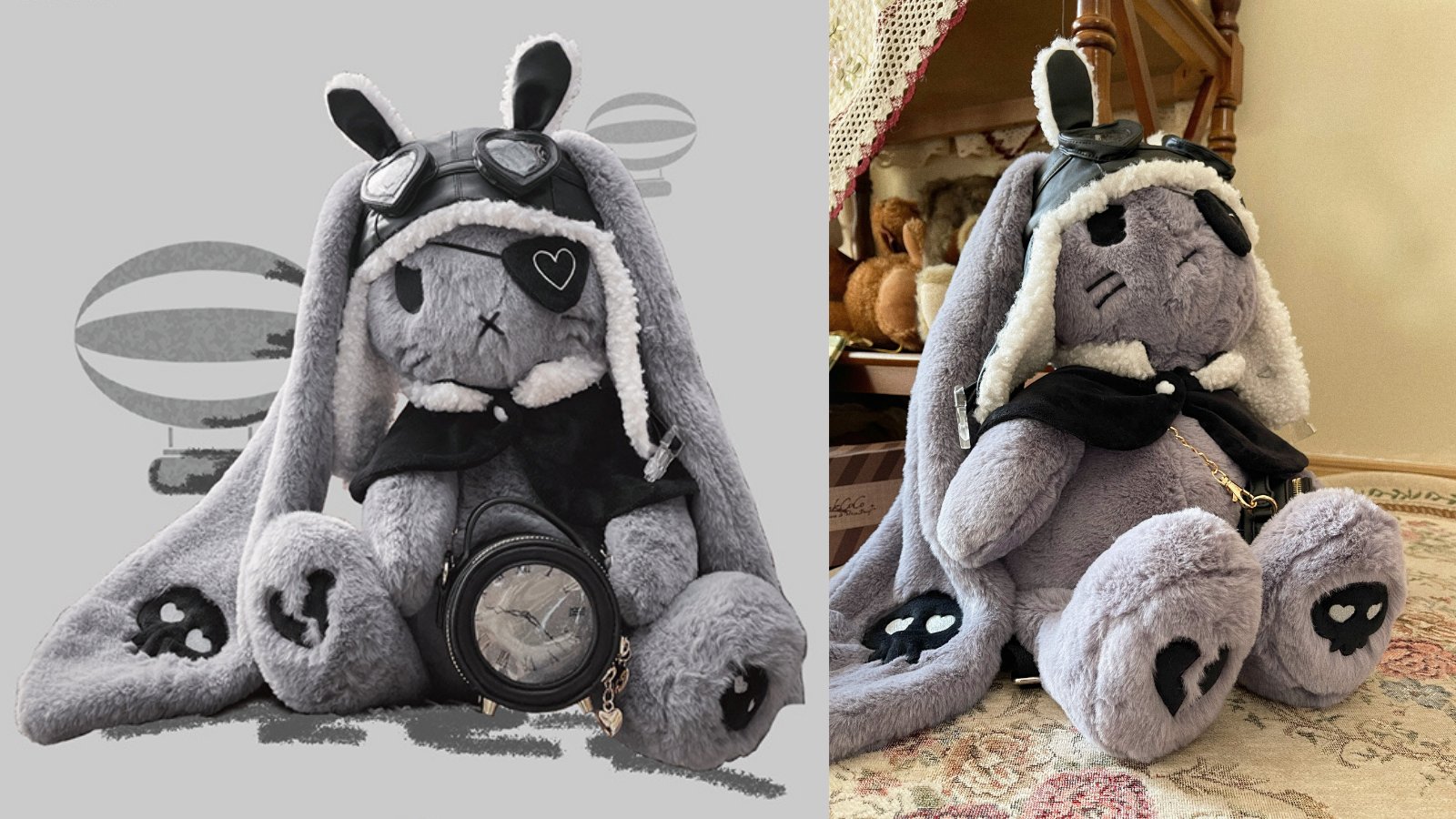 Devil Inspired on X: Roger Gray Bunny Plush Doll / Doll Bag