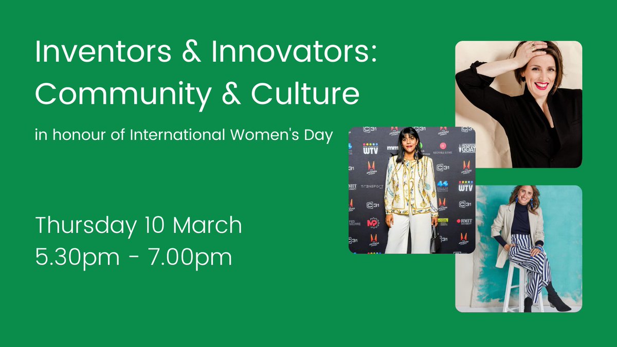 StartSpaceHQ's tweet image. ⚡ Honour #IWD2022 at the Inventors &amp;amp; Innovators #community &amp;amp; #culture #event. 

🌟 @rachelluck, @conciergehappy 
🌟 @ShereeRuby, @weareoneroof 
🌟 @dilpreettaggar, @southasiantoday 

📅10 March 🕐5.30pm 🏢StartSpace, @Library_Vic 

🔗 Free - all welcome ow.ly/VJLo50I7EBy