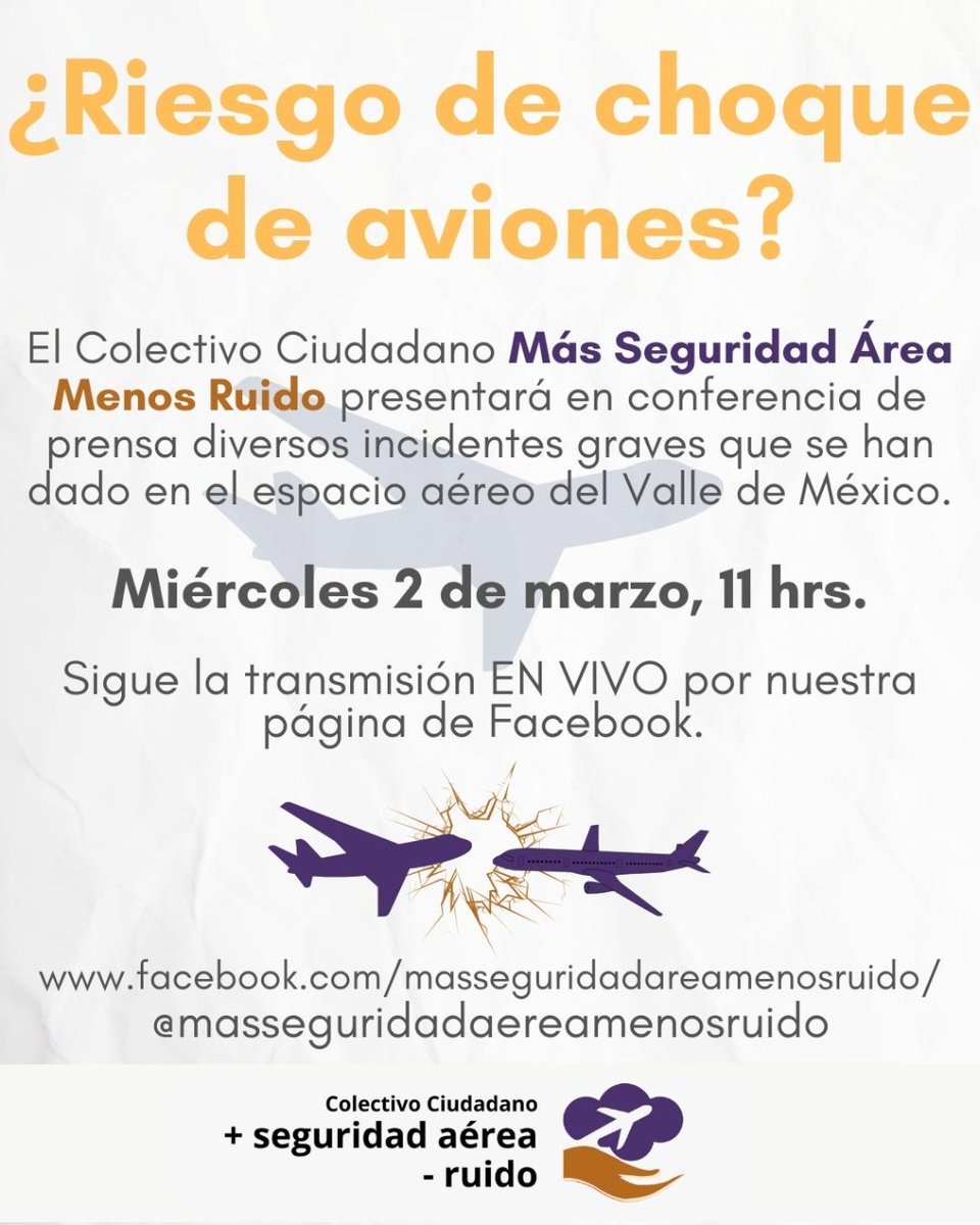 Más Seguridad Aérea, Menos Ruido on Twitter "Este miércoles 2 de marzo a las 11 h., sigue la