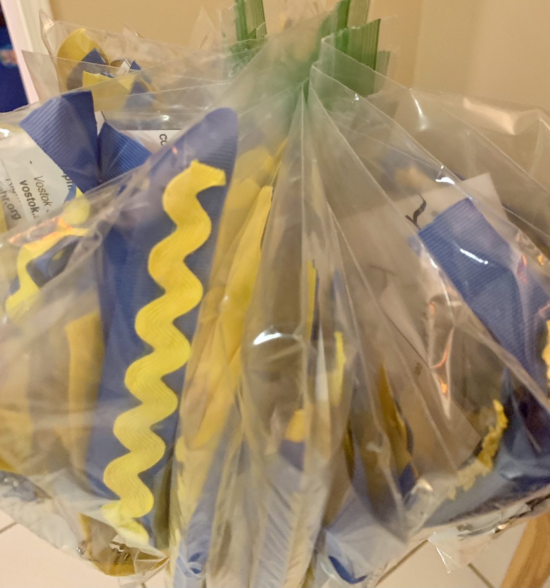 deanismybuddy's tweet photo. #SPNVegas #SPNLV - come get a ribbon from me at the con to show your support and #StandWithUkraine ! They come w Velcro, safety pins, donation links. All made by my very incapable hands. 

Can be worn as a bracelet, bag tag, belt loop accessory etc. 

#Supernatural #SPNFamily https://t.co/3n12eLVpxY