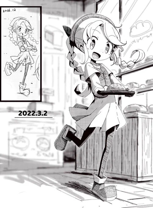 相当昔に描いたのが面白いバランスだったから手直ししてみた。デフォルメの強い非現実的な世界観ほどピントの現実感付加が効果的になる気がします
#イラスト #illustration 