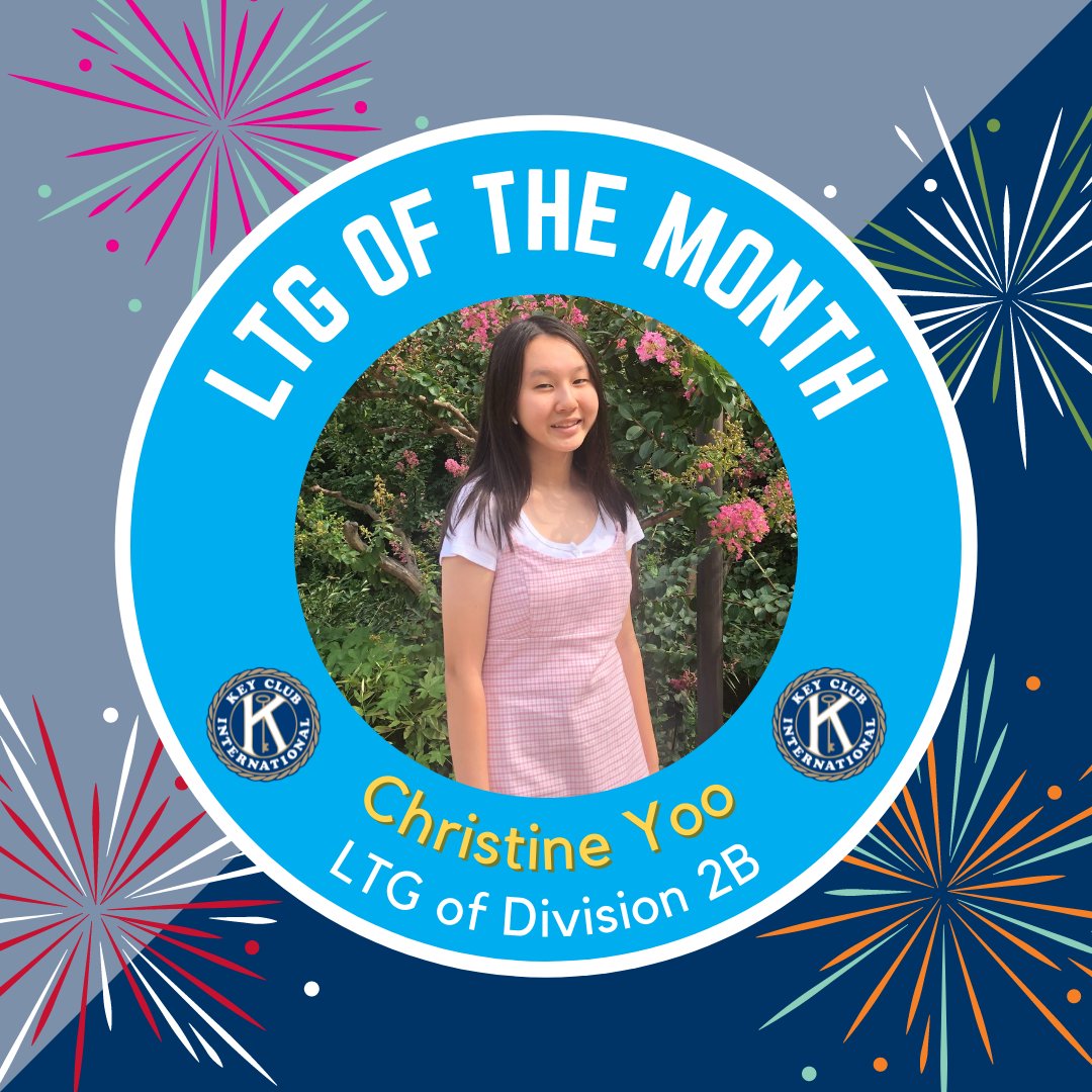 Hey Key Clubbers! 🔑

The LTG of the Month of February is Christine Yoo! She has gone above and beyond by starting a division-wide knitting fundraiser, remaining an active member of the Member Services Committee, and completing all of her tasks effectively and on-time! 🎉🎉
