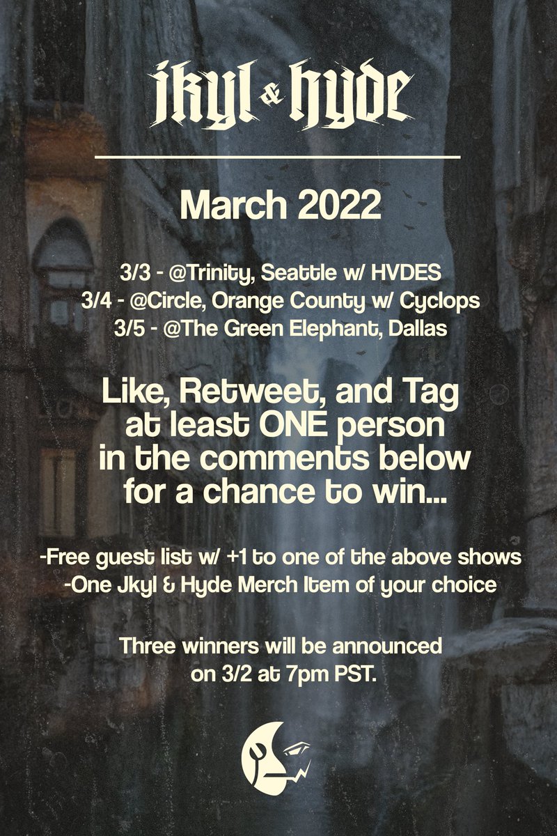 SEATTLE/OC/DALLAS… 

you have 24 hours to enter to win free merch + 2 spots on the guest list.. 

good luck 👀