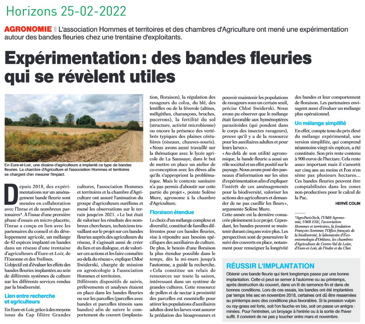 HTerritoires's tweet photo. [BANDES FLEURIES]
@HTerritoires a mené une expérimentation autour des bandes fleuries particulièrement favorables à la biodiversité et ses services (pollinisation 🐝, régulation des ravageurs 🐞) @INRAE @chambagri28 @CAIDF @OFBiodiversite @FondationSommer @RCValdeLoire @CopCVL... https://t.co/QsWMBUresf