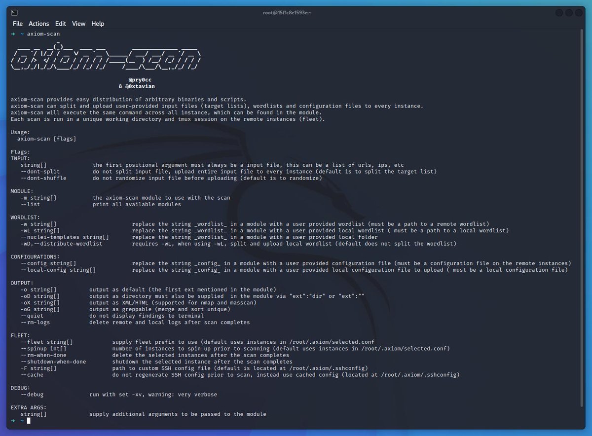 Octavian (@0xtavian) on Twitter photo Created a new <a href="/pdnuclei/">Nuclei by ProjectDiscovery</a> inspired help menu for axiom-scan 🥳
github.com/pry0cc/axiom Created a new <a href="/pdnuclei/">Nuclei by ProjectDiscovery</a> inspired help menu for axiom-scan 🥳
github.com/pry0cc/axiom