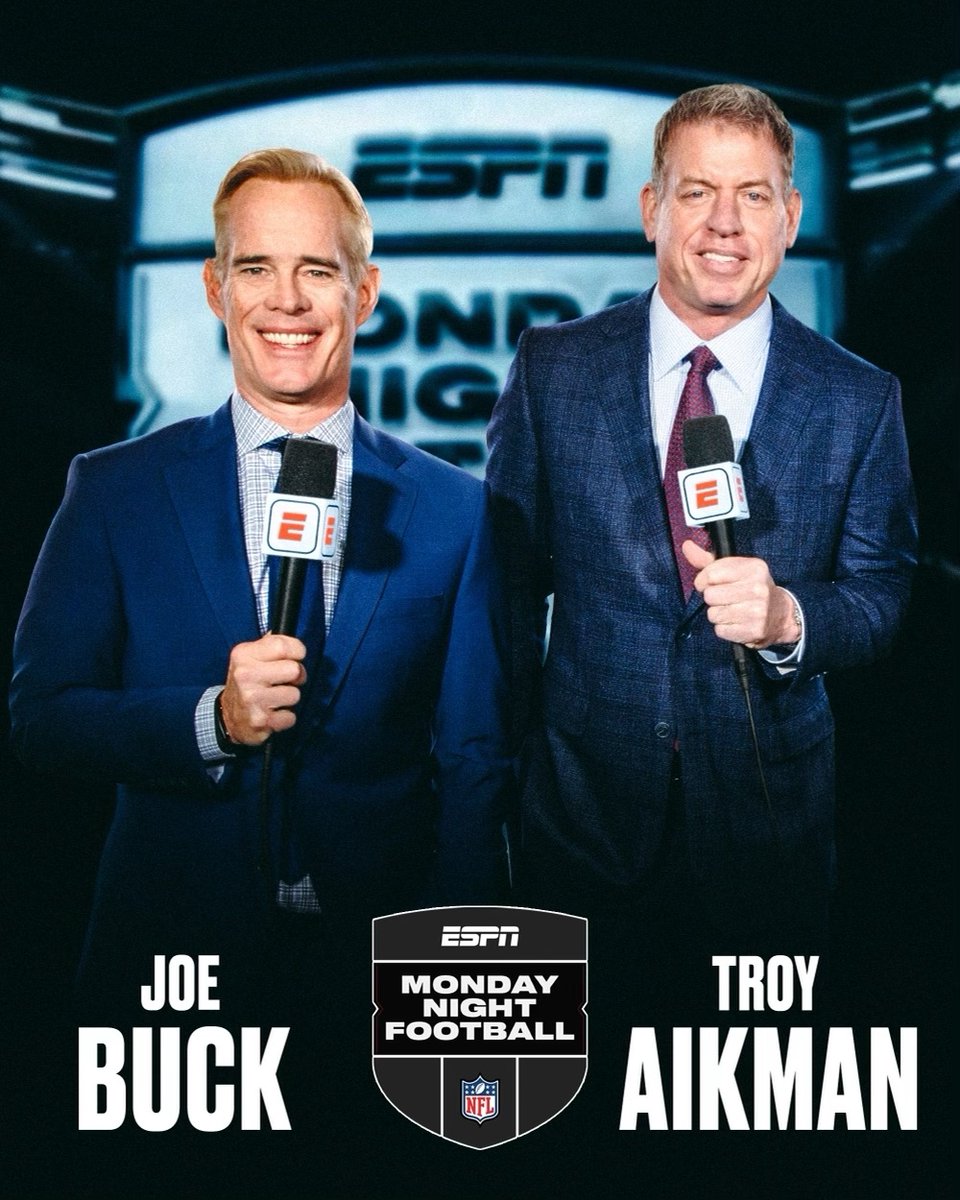 Like most kids of my generation, I grew up watching MNF w Frank Gifford, Howard Cosell & my mom’s favorite Don Meredith so you can only imagine my excitement to be part of the legacy of MNF & continue working w Joe Buck, my broadcast partner for the last 20 years!
#MNFonESPN🏈