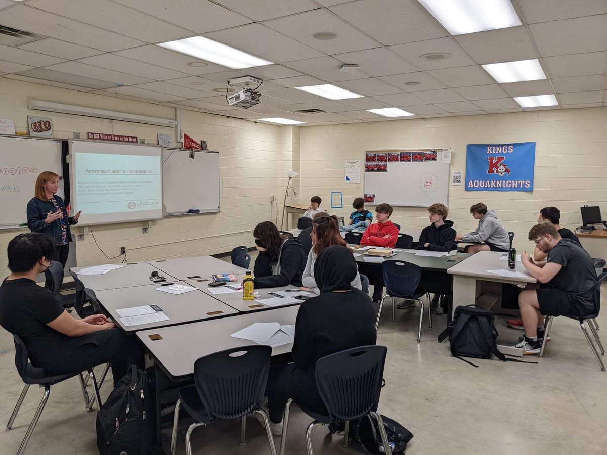 Thank you @julesilg for teaching our @Kings_HS  Career Quest students some interviewing tips. Great opportunities await these industrious seniors! <a href="/Kings_Schools/">Kings Local Schools</a>