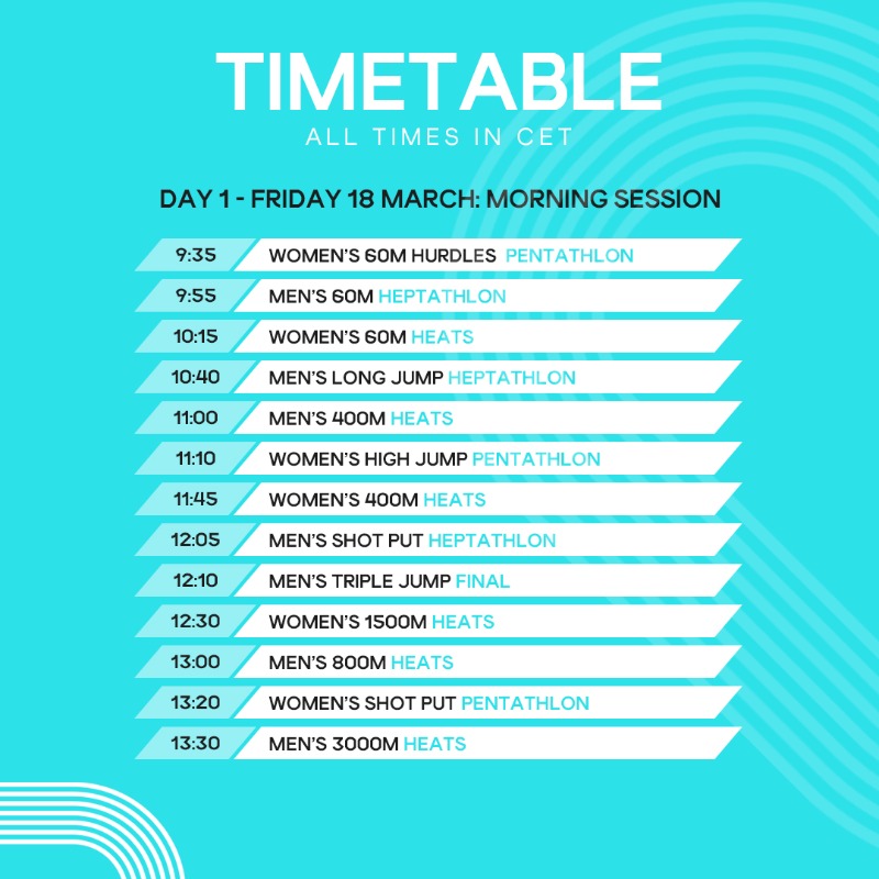 WorldAthletics's tweet photo. BELGRADE, LET'S GO 😤

Here's how you can follow and watch the #WorldIndoorChamps (18-20 March) 👇