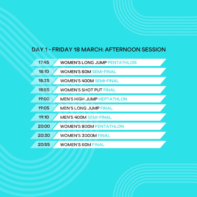 WorldAthletics's tweet photo. BELGRADE, LET'S GO 😤

Here's how you can follow and watch the #WorldIndoorChamps (18-20 March) 👇