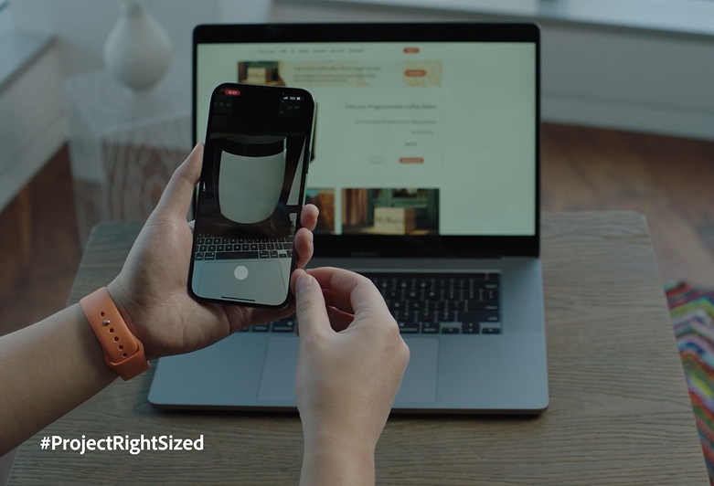 ShipperHQ's tweet photo. Returns are a pain point for any merchant (and consumer). Adobe shares #ProjectRightSized where consumers can use AR Markers from their phone to accurately determine which size product is a best fit their home or personal use. #AdobeSummit https://t.co/LSfeDz2uv7