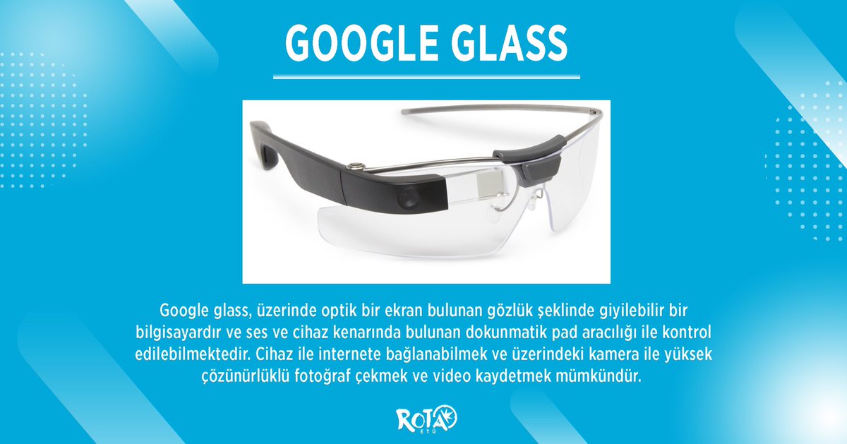 rotaetu's tweet photo. Google firmasının Project Glass (Gözlük Projesi) isimli bir araştırma ve geliştirme projesi olan bu ürün sayesinde görme engelli bireyler sadece sesli komutlar ile bir cep telefonundan karşılayabilecekleri beklentilerini gözlük kullanarak halledebilecekler. https://t.co/vC29XZCg8V
