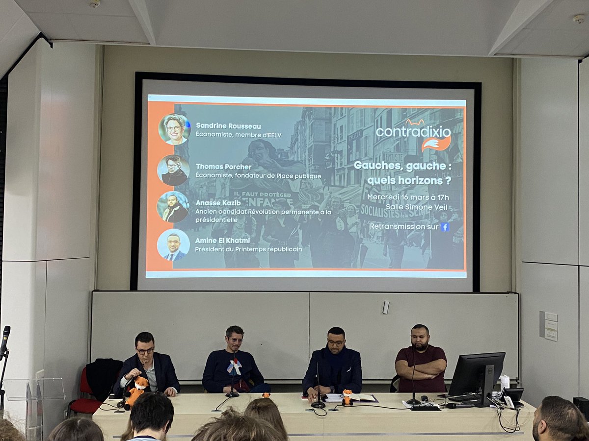 Débat à <a href="/sciencespo/">Sciences Po</a> avec <a href="/Aminelkhatmi/">Amine El-Khatmi</a> <a href="/AnasseKazib/">Anasse Kazib</a> <a href="/PorcherThomas/">Thomas Porcher</a> . Merci <a href="/contradixioscpo/">Contradixio Sciences Po 🦊</a> pour l’orga!