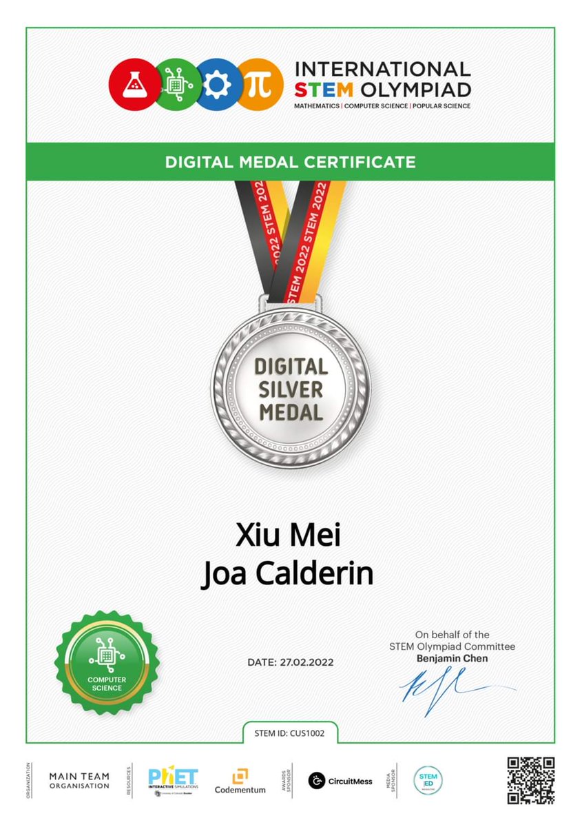 JovenClubStgo's tweet photo. 🗣Obtiene Certificado Medalla Digital🏅 la pequeña Xiu Mei en
👉 Olimpiada Internacional STEM 👩💻competencia internacional en línea.
🤗Muchas felicidades a los integrantes del proyecto "Robotizando la Esperanza" de #JovenClubSantiago.
#JovenClubTeConecta
#Robotizando https://t.co/E1SX1EZDTU