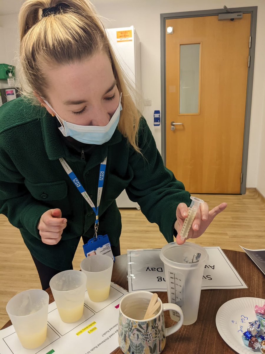 CLCH_SLT_CHD's tweet photo. We’ve had colleagues from SLT, Paediatrics and Community Nursing discussing dysphagia whilst making, trying &amp; testing different levels of thickened fluids!🥛💬#SwallowAware2022 @RCSLT https://t.co/m8DAZbJNaA